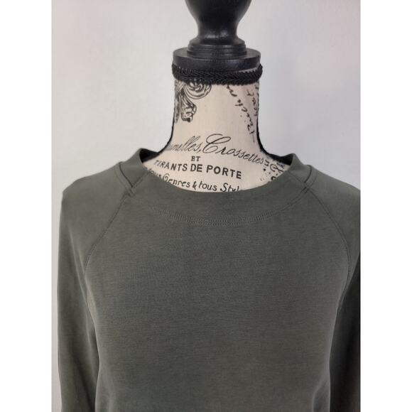Athleta Seasoft Crewneck Sweatshirt SZ XXS Aspen Olive Green Quiet Luxury Luxe - Picture 3 of 11